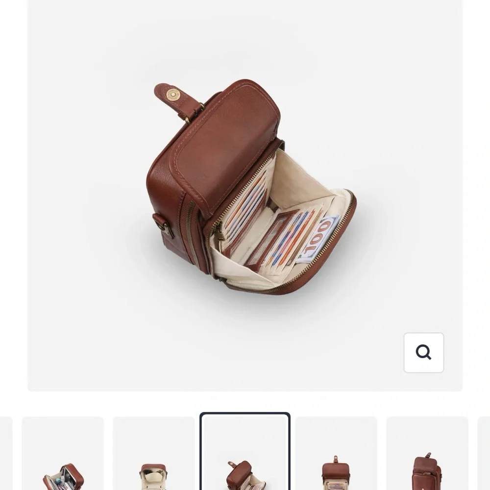 Minooy Naya Coffee-Brown Leather Crossbody Bag - Picture 9 of 16